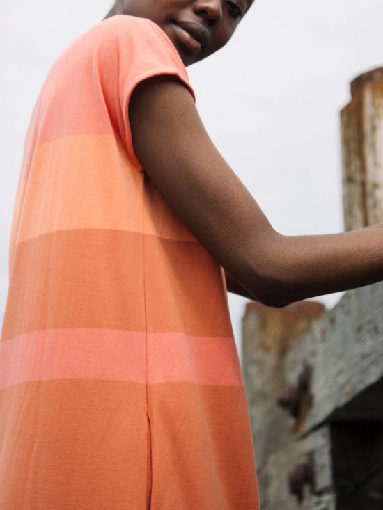 Beaumont Organic Dana-Jo Organic Cotton Dress Coral Multi Stripe - Picture 3 of 8